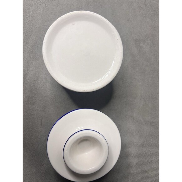 Norpro Butter Keeper French Bell Stoneware Dish Crock Kitchen blue stripe 4 Inch - Picture 10 of 12